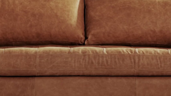 POLY & BARK Napa 82" Leather Pull‑Out Sleeper Sofa – Full‑Grain Italian Leather Upholstery,Tri‑Layer Mattress & Storage Console –Sophisticated Multi‑Functional Sofa Bed for Living Rooms & Guest Spaces