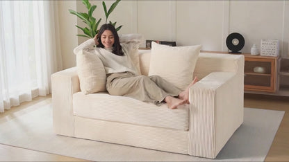 Boneless Couches 70 inch, 3 Seater Boneless Couch with Futon Couch Corduroy Boneless Couch with 5 Pillows, Gray Sofa for Living Room & Bedroom