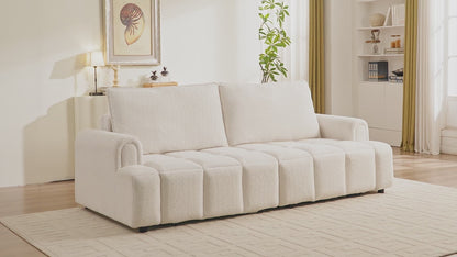 KEIKI 73.2" Queen Convertible Sofa Bed, 3-in-1 Pull-Out Futon Couch with Chaise Lounge Comfort, Soft Velvet Cloud Loveseat for Home Theater, Gaming Lounge, Entertainment Room & Living Space Seating
