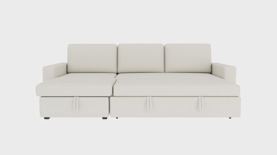 81" L Shaped Convertible Sleeper Sectional Sofa Bed, Beige