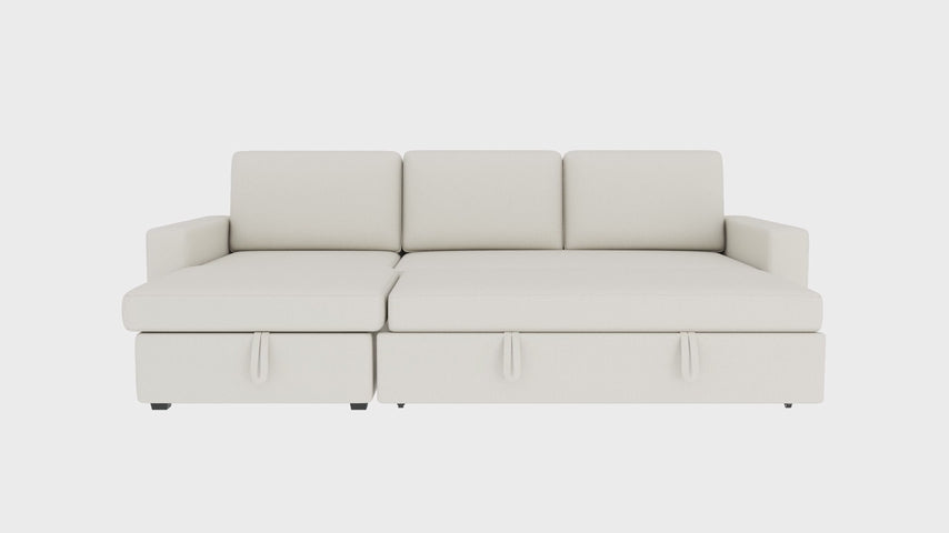81" L Shaped Convertible Sleeper Sectional Sofa Bed, Beige