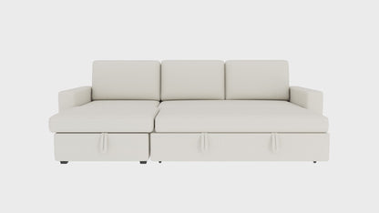 81" L Shaped Convertible Sleeper Sectional Sofa Bed, Beige