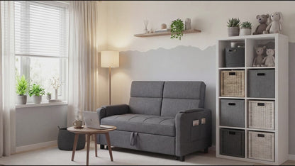 Gizoon Convertible Sofa Bed Modern Couch Bed & Small Loveseat Sleeper, Grey