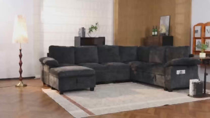 L-Shaped Pull Out Sofa Bed with Storage, 3-Seater Reversible Chaise Sleeper Couch for Small Spaces & Living Room