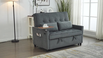 55'' Sleeper Sofa Bed, Convertible Pull Out Couch(Darkgrey)