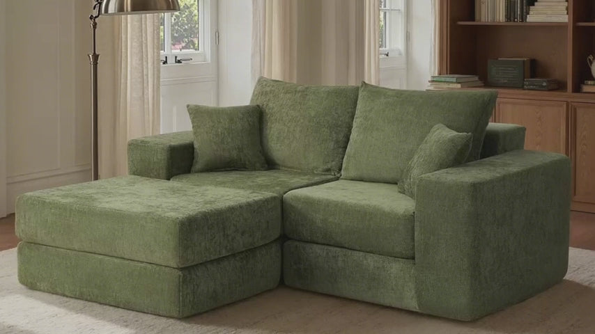 Modular Sectional Sofa with Convertible Sleeper, 2-in-1 Sofa Bed Couch