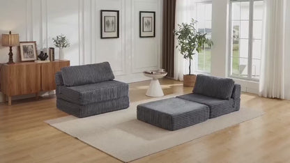 Folding Sofa Bed Convertible 4 in 1 Sleeper Chair Beige Single
