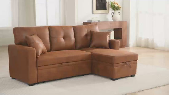 L-Shaped Pull Out Sofa Bed with Storage, 3-Seater Reversible Chaise Sleeper Couch for Small Spaces & Living Room